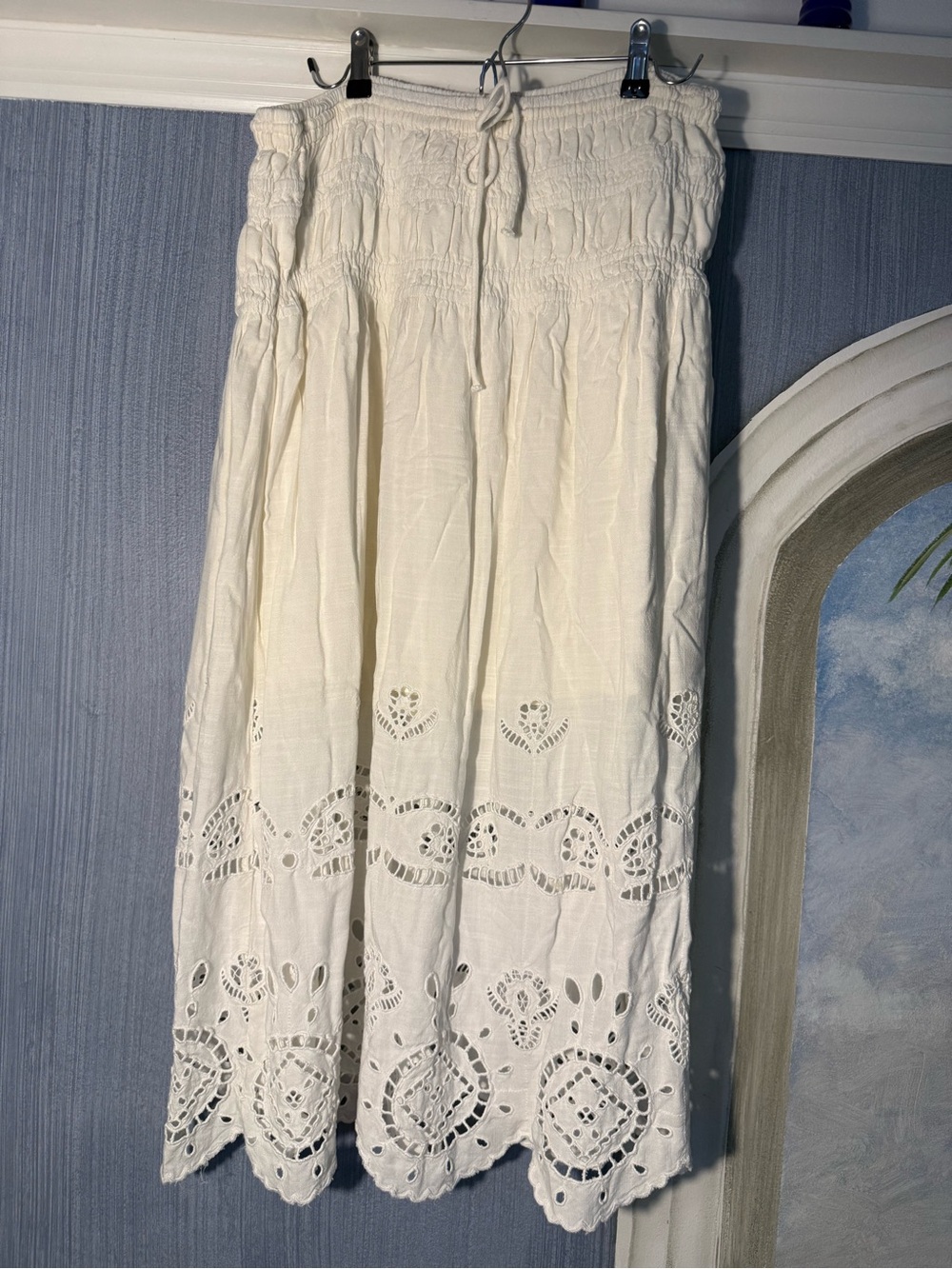 Future Collective Women's High-Rise Embroidered Eyelet Maxi Skirt/dress White XL